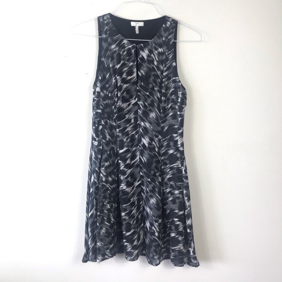 Joie Silk Dress XS Animal Print Fit & Flare Y2K Skater Keyhole Mini Sexy - Picture 16 of 16
